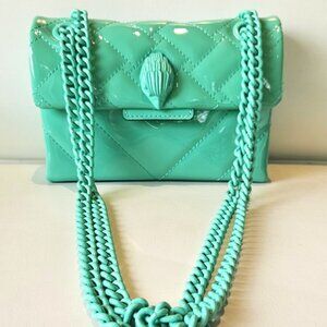 Kurt Geiger Mini Kensington Drench Patent Leather Green Crossbody Bag